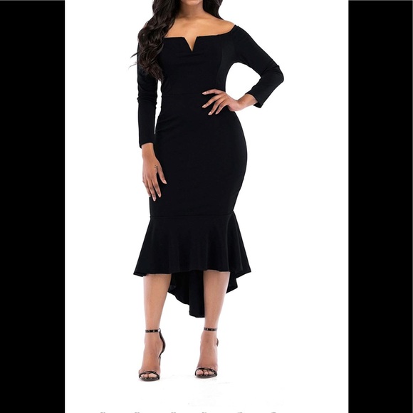 Dresses & Skirts - Fishtail midi bodycon Long sleeve cocktail dress